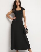 by swan Rochie Neagră din Viscoză cu croi Cloș cu decolteu Pătrat Nalireina