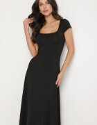 by swan Rochie Neagră din Viscoză cu croi Cloș cu decolteu Pătrat Nalireina