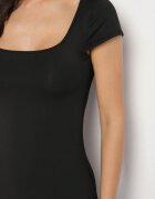 by swan Rochie Neagră din Viscoză cu croi Cloș cu decolteu Pătrat Nalireina