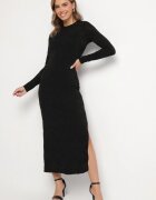 by swan Rochie Neagră din Viscoză cu croială ajustată din țesătură Plumeti Silsela