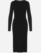 by swan Rochie Neagră din Viscoză cu croială ajustată din țesătură Plumeti Silsela