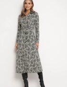 by swan Rochie Neagră Midi Cămașă Decorată Cu Model Floral Robines