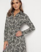 by swan Rochie Neagră Midi Cămașă Decorată Cu Model Floral Robines