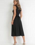 by swan Rochie Neagră Midi Fără Mâneci cu Tiv Plisat Dreana