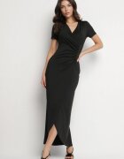 by swan Rochie Neagră Mulată cu Viscoză cu croi petrecut și drapaj Talisia