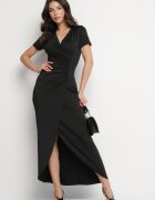 by swan Rochie Neagră Mulată cu Viscoză cu croi petrecut și drapaj Talisia