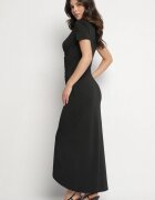 by swan Rochie Neagră Mulată cu Viscoză cu croi petrecut și drapaj Talisia