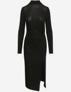 by swan Rochie neagră mulată cu viscoză decorată cu drapaj și crăpătură laterală Lilindra