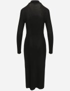 by swan Rochie neagră mulată cu viscoză decorată cu drapaj și crăpătură laterală Lilindra