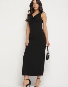 by swan Rochie neagră mulată cu viscoză decorată cu drapaj Siloria