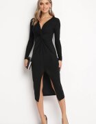 by swan Rochie Neagră Mulată Midi cu Despicătură și Drapată Brindara