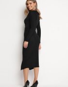 by swan Rochie Neagră Mulată Midi cu Despicătură și Drapată Brindara