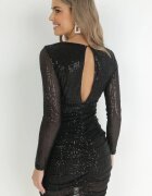 by swan Rochie Neagră Paietată cu Drapaj Nerli