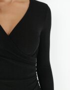 by swan Rochie Neagră Petrecută cu Fir Metalic și Drapaj Beya