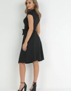 by swan Rochie Neagră Plic Midi Cu cordon în talie Mayella