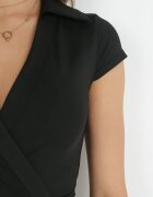 by swan Rochie Neagră Plic Midi Cu cordon în talie Mayella