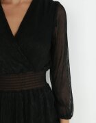 by swan Rochie Neagră Strălucitoare cu Volane și Elastic în Talie Limite