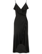 by swan Rochie neagră tip plic cu bretele decorată cu volane Adathe