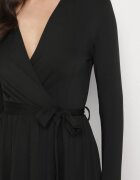 by swan Rochie neagră tip plic din Viscoză legată în talie Drestalia