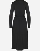 by swan Rochie neagră tip plic din Viscoză legată în talie Drestalia