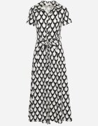 by swan Rochie Negru-Albă tip Cămașă cu Guler și Curea din Material în Talie Vranea