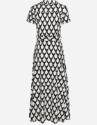 by swan Rochie Negru-Albă tip Cămașă cu Guler și Curea din Material în Talie Vranea