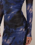 by swan Rochie Negru-Bleumarin Mulată Lungă din plasă cu șlit pe lateral Nethys