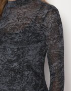 by swan Rochie Negru-Gri din plasă cu viscoză cu croială mulată cu fante și jupă Histaria