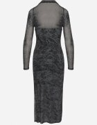 by swan Rochie Negru-Gri din plasă cu viscoză cu croială mulată cu fante și jupă Histaria