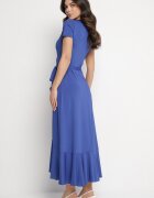 by swan Rochie petrecută Albastră cu centură decorată cu volane Wleffia