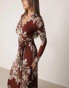 by swan Rochie petrecută din vâscoză cu imprimeu floral Guinesa Bordo