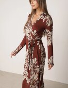 by swan Rochie petrecută din vâscoză cu imprimeu floral Guinesa Bordo