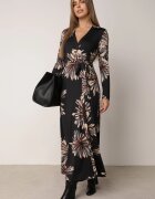 by swan Rochie petrecută din vâscoză cu imprimeu floral Guinesa Neagră