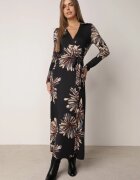 by swan Rochie petrecută din vâscoză cu imprimeu floral Guinesa Neagră