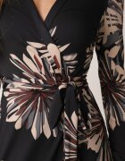by swan Rochie petrecută din vâscoză cu imprimeu floral Guinesa Neagră
