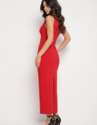 by swan Rochie Roșie Ajustată cu Vâscoză Decorată cu încrețituri Siloria