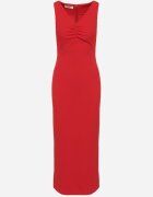 by swan Rochie Roșie Ajustată cu Vâscoză Decorată cu încrețituri Siloria