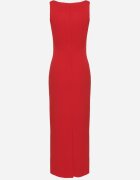 by swan Rochie Roșie Ajustată cu Vâscoză Decorată cu încrețituri Siloria
