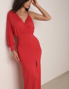 by swan Rochie Roșie Asimetrică Maxi pe Un Umar cu Lanț la Umăr Kesilli