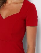 by swan Rochie roșie cambrată de cocktail cu viscoză și șliț la spate Castorea