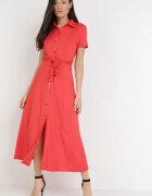 by swan Rochie roșie cu fason de cămașă legată în talie Ophieithe