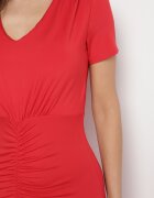 by swan Rochie roșie cu încrețituri taliată cu adaos de vâscoză Arelona