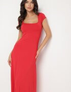 by swan Rochie Roșie cu Vâscoză cu tăietură evazată cu Decolteu Pătrat Nalireina