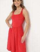 by swan Rochie roșie din Vâscoză cu Croi Cloș Edivane