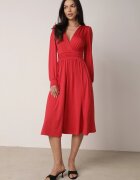 by swan Rochie roșie evazată din viscoză cu croi petrecut Selwenna