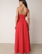 by swan Rochie Roșie Maxi cu bretele cu șliț la tiv și decolteu pătrat Jacklyn
