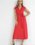 by swan Rochie Roșie Maxi tip petrecut cu legătură și guler Caleb