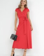 by swan Rochie Roșie Maxi tip petrecut cu legătură și guler Caleb