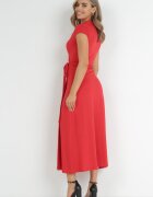 by swan Rochie Roșie Maxi tip petrecut cu legătură și guler Caleb