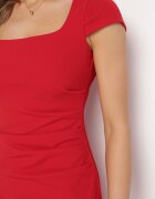 by swan Rochie Roșie Midi cu Decolteu Pătrat Revinane